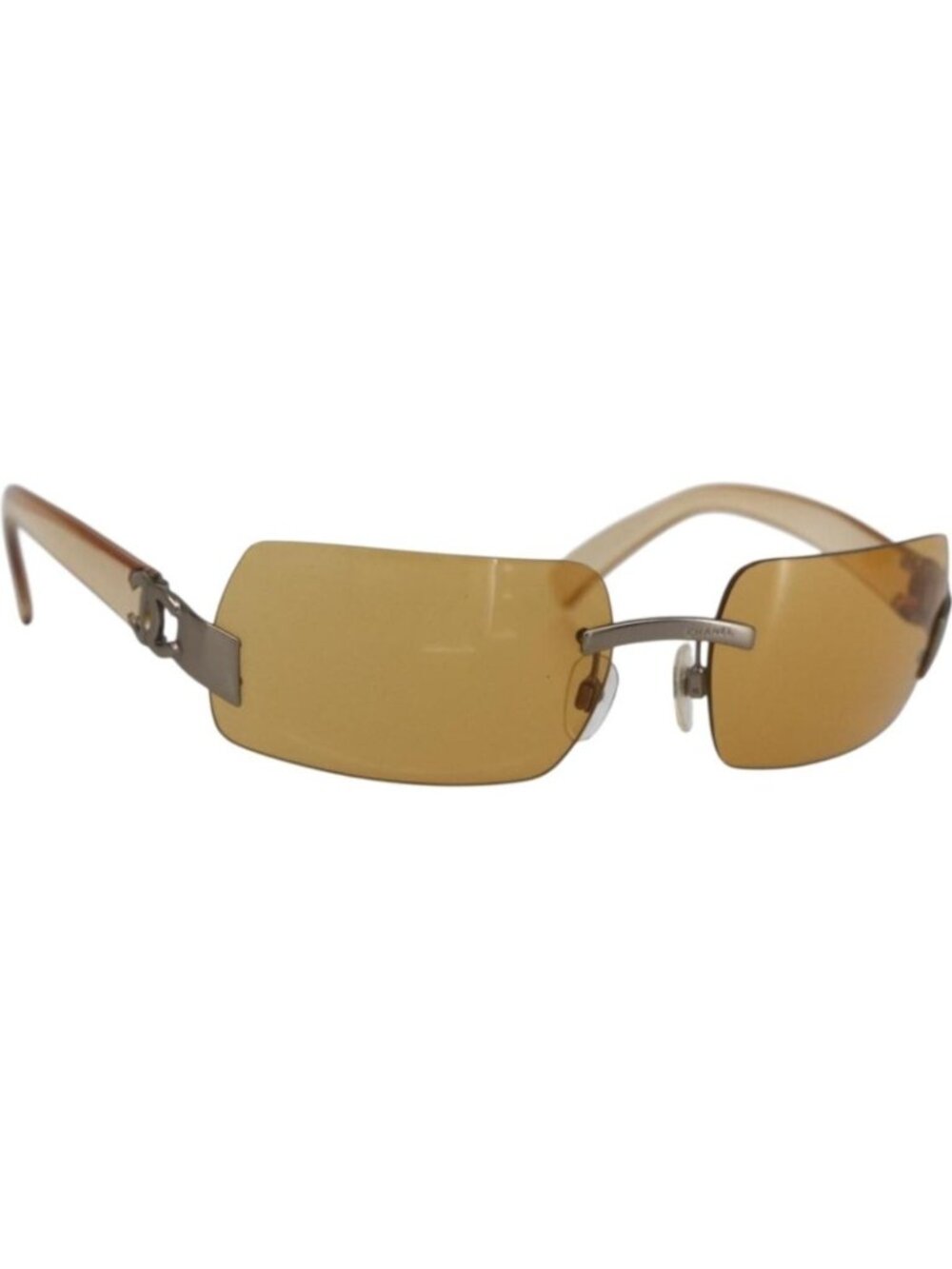 CHANEL Sunglasses plastic Brown CC